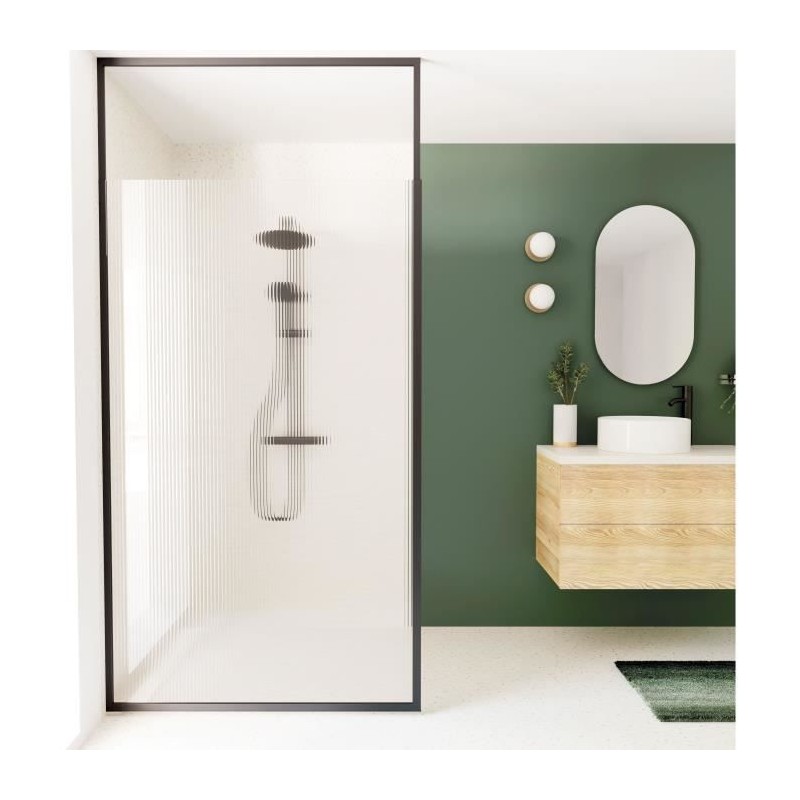 Paroi fixe - HOME GENERATION - Only noir rainure - 120 x 210-265 cm Paroi fixe - HOME GENERATION - Only noir rainure - 120 x 210-265 cm