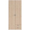 Armoire VARIA - Décor chene et blanc - 2 portes - 2 tiroirs - 80,7 x