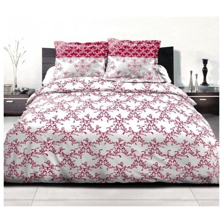 Parure de couette HOME LINGE PASSION FRISE - Bordeaux - 100% Coton 57 Fils Parure de couette HOME LINGE PASSION FRISE - Bordeaux - 100% Coton 57 Fils