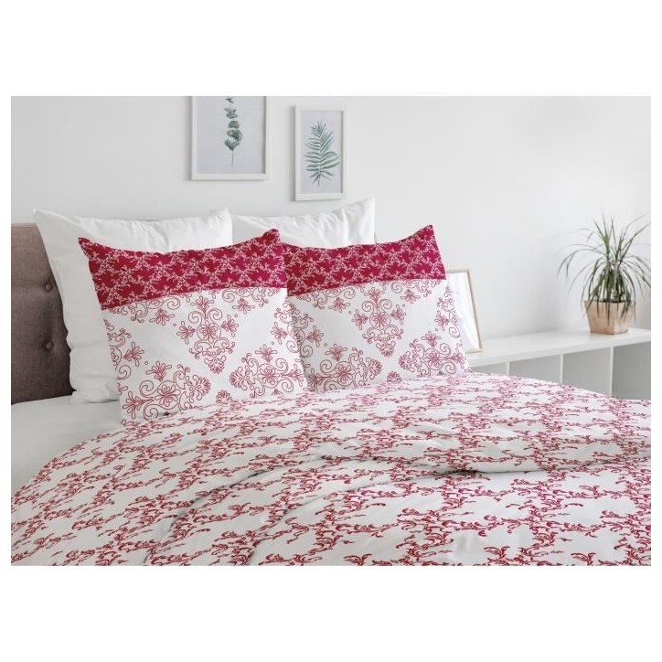 Parure de couette HOME LINGE PASSION FRISE - Bordeaux - 100% Coton 57 Fils Parure de couette HOME LINGE PASSION FRISE - Bordeaux - 100% Coton 57 Fils