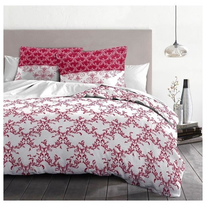 Parure de couette HOME LINGE PASSION FRISE - Bordeaux - 100% Coton 57 Fils Parure de couette HOME LINGE PASSION FRISE - Bordeaux - 100% Coton 57 Fils