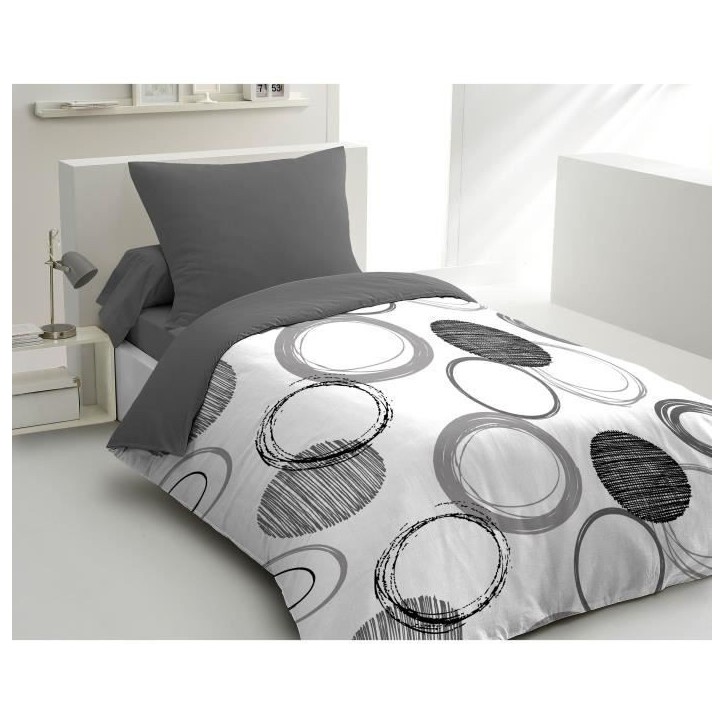 Parure de couette microfibre Audace - 1 housse de couette 140x200 cm + 1 taie d'oreiller 63x63 cm - Gris clair - HOME LINGE PASS Parure de couette microfibre Audace - 1 housse de couette 140x200 cm + 1 taie d'oreiller 63x63 cm - Gris clair - HOME LINGE PASS