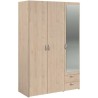 Armoire VARIA - Décor chene - 3 portes - 2 tiroirs - Porte droite ave