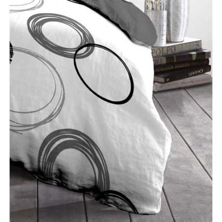 Parure de couette microfibre Audace - 1 housse de couette 240x260 cm + 2 taies d'oreiller 63x63 cm - Gris clair - HOME LINGE