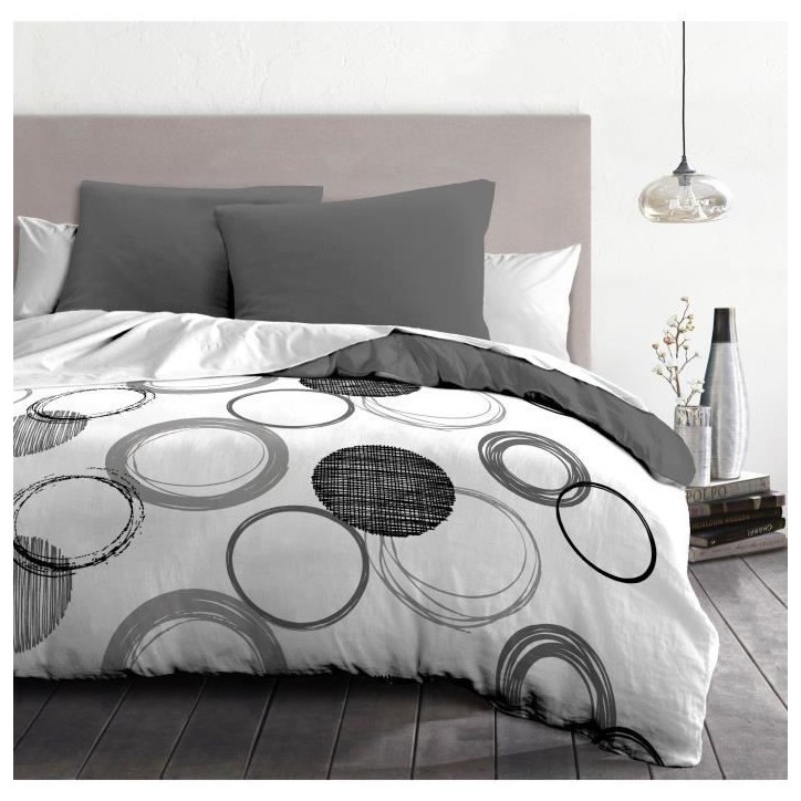 Parure de couette microfibre Audace - 1 housse de couette 240x260 cm + 2 taies d'oreiller 63x63 cm - Gris clair - HOME LINGE Parure de couette microfibre Audace - 1 housse de couette 240x260 cm + 2 taies d'oreiller 63x63 cm - Gris clair - HOME LINGE