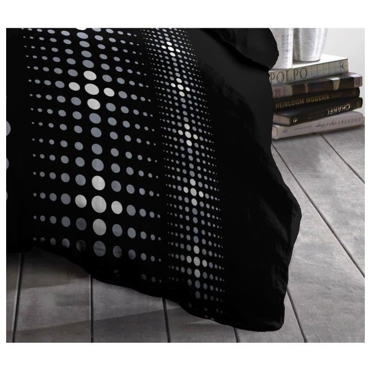Parure de couette microfibre Steevy - 1 housse de couette 140x200 cm + 1 taie 63x63 cm - Noir - HOME LINGE PASSION Parure de couette microfibre Steevy - 1 housse de couette 140x200 cm + 1 taie 63x63 cm - Noir - HOME LINGE PASSION