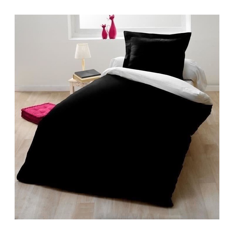 Parure housse de couette 1 personne - 140x200 cm - 100% Coton - Bicolo Parure housse de couette 1 personne - 140x200 cm - 100% Coton - Bicolo