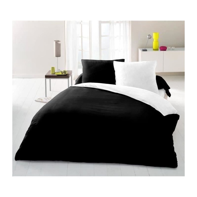 Parure housse de couette 2 personnes - 240x260 cm - 100% Coton - Bicol Parure housse de couette 2 personnes - 240x260 cm - 100% Coton - Bicol