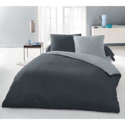 Parure housse de couette 2 personnes - 220x240 cm - 100% Coton - Bicol
