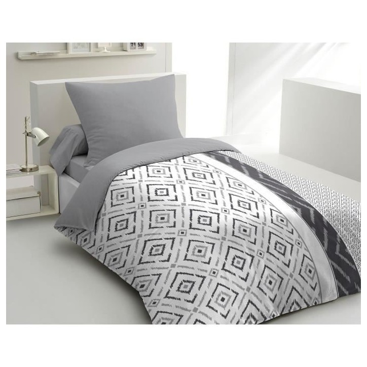 Parure de couette microfibre ETHNO - 1 housse de couette 140 x 200 cm + 1 taie d'oreiller 63 x 63 cm - Parure de couette microfibre ETHNO - 1 housse de couette 140 x 200 cm + 1 taie d'oreiller 63 x 63 cm -