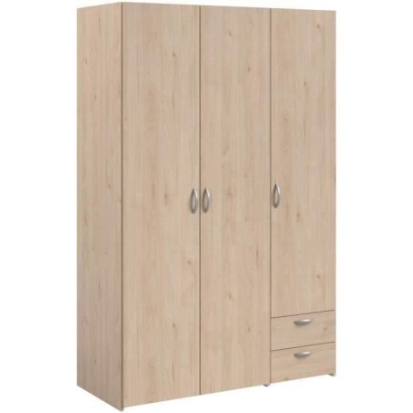 Armoire VARIA - Décor chene - 3 portes - 2 tiroirs - 120,3 x 185 x 51,3
