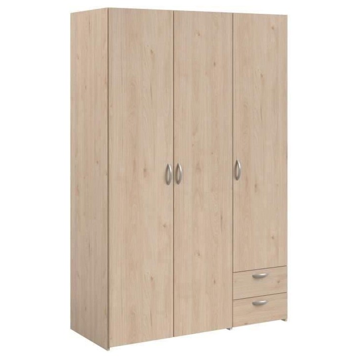 Armoire VARIA - Décor chene - 3 portes - 2 tiroirs - 120,3 x 185 x 51,3 Armoire VARIA - Décor chene - 3 portes - 2 tiroirs - 120,3 x 185 x 51,3
