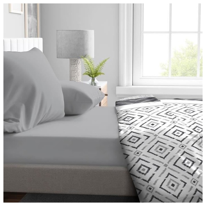 Drap Housse - HOME LINGE PASSION - HP71761 - 90 x 190 cm + 30 cm bonnet - Microfibre - 82 g - Gris clair Drap Housse - HOME LINGE PASSION - HP71761 - 90 x 190 cm + 30 cm bonnet - Microfibre - 82 g - Gris clair