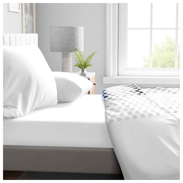 Drap housse - HOME LINGE PASSION - HP71764 - 140 x 190 cm + 30 cm bonnet - Microfibre - 82 g - Blanc Drap housse - HOME LINGE PASSION - HP71764 - 140 x 190 cm + 30 cm bonnet - Microfibre - 82 g - Blanc