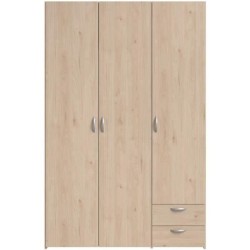 Armoire VARIA - Décor chene - 3 portes - 2 tiroirs - 120,3 x 185 x 51