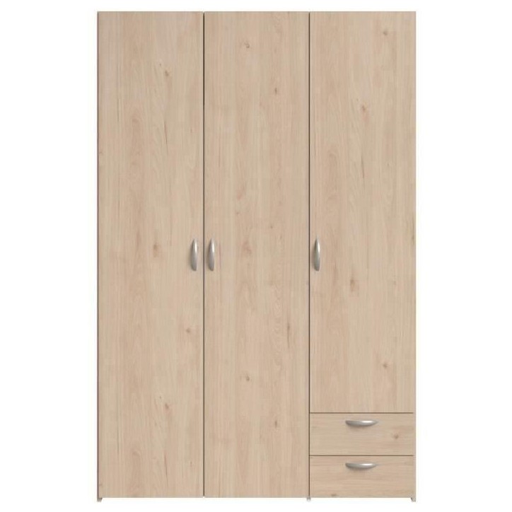 Armoire VARIA - Décor chene - 3 portes - 2 tiroirs - 120,3 x 185 x 51,3 Armoire VARIA - Décor chene - 3 portes - 2 tiroirs - 120,3 x 185 x 51,3