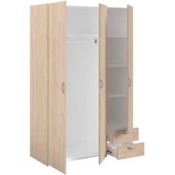 Armoire VARIA - Décor chene - 3 portes - 2 tiroirs - 120,3 x 185 x 51