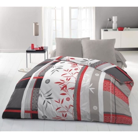 Parure de lit microfibre - HOME LINGE PASSION - SHIZUOKA - Housse 220 x 240 cm + 2 taies d'oreiller 63 x 63 cm - Bleu