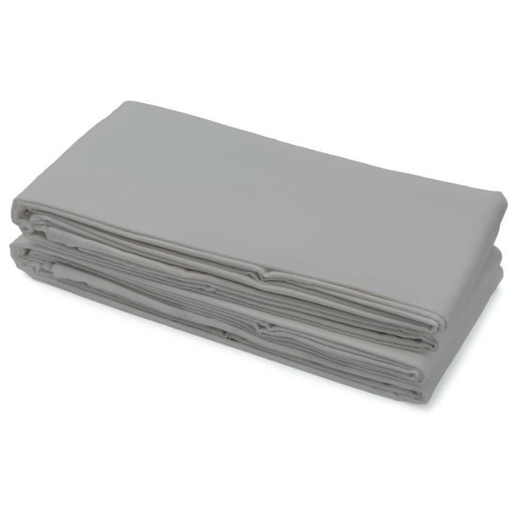 Drap plat - HOME LINGE PASSION - Microfibre 82 g - 180 x 290 cm - 1 personne - Gris clair Drap plat - HOME LINGE PASSION - Microfibre 82 g - 180 x 290 cm - 1 personne - Gris clair