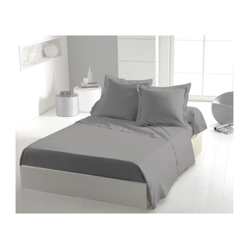 Drap plat - HOME LINGE PASSION - Microfibre 82 g - 240 x 300 cm - Gris Drap plat - HOME LINGE PASSION - Microfibre 82 g - 240 x 300 cm - Gris