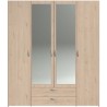 Armoire VARIA - Décor chene - 4 portes - 2 tiroirs - Portes centrales