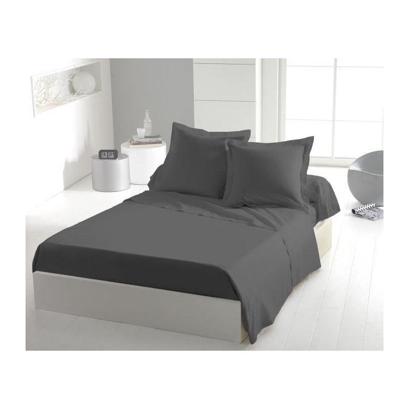 Drap plat - HOME LINGE PASSION - Microfibre 82 g - 240 x 300 cm - Anth Drap plat - HOME LINGE PASSION - Microfibre 82 g - 240 x 300 cm - Anth