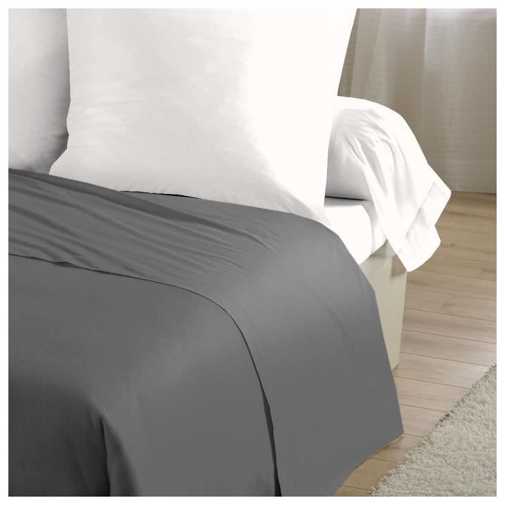 Drap plat - HOME LINGE PASSION - Microfibre 82 g - 240 x 300 cm - Anthracite Drap plat - HOME LINGE PASSION - Microfibre 82 g - 240 x 300 cm - Anthracite