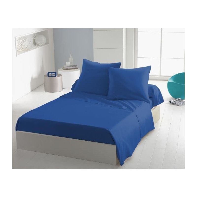 Drap plat - HOME LINGE PASSION - microfibre 82 g - 240 x 300 cm - Bleu Drap plat - HOME LINGE PASSION - microfibre 82 g - 240 x 300 cm - Bleu