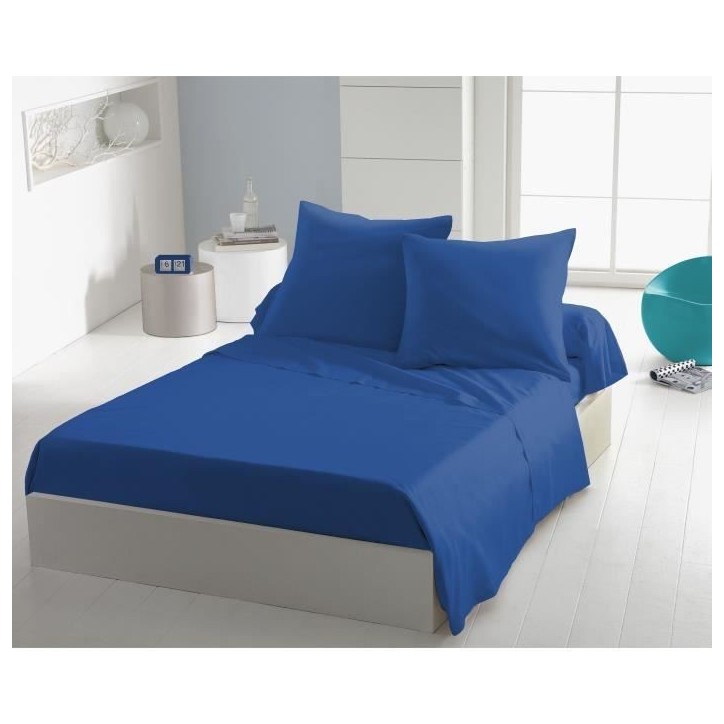 Drap plat - HOME LINGE PASSION - microfibre 82 g - 240 x 300 cm - Bleu Drap plat - HOME LINGE PASSION - microfibre 82 g - 240 x 300 cm - Bleu