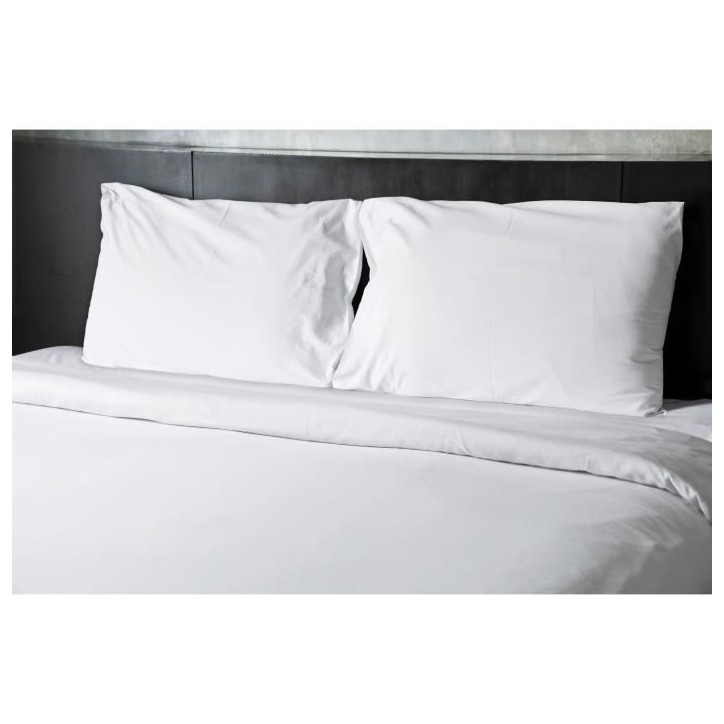 Lot de 2 taies d'oreiller - HOME LINGE PASSION - 50 x 70 cm - Blanc