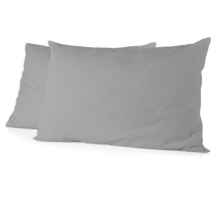 Lot de 2 taies d'oreiller - HOME LINGE PASSION - 50 x 70 cm - Gris clair