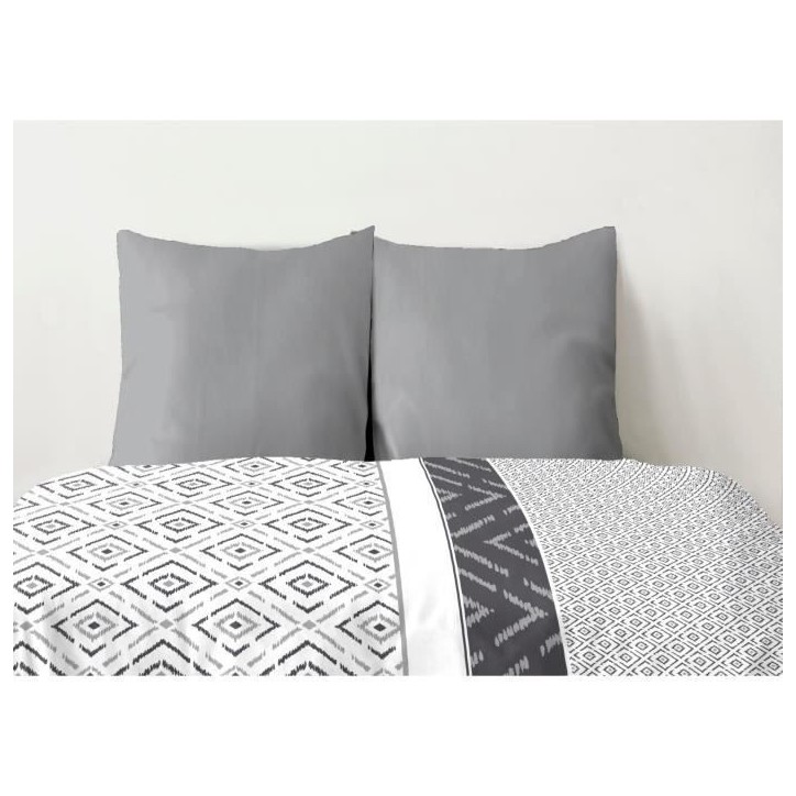 Lot de 2 taies d'oreiller - HOME LINGE PASSION - 50 x 70 cm - Gris clair