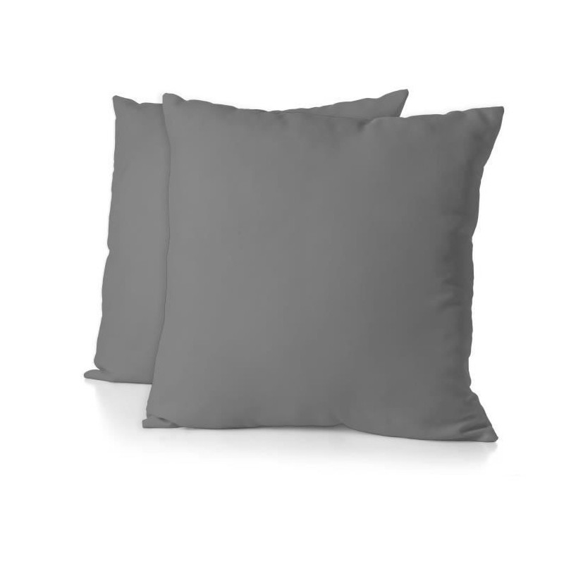 Lot de 2 taies d'oreiller - HOME LINGE PASSION - 63 x 63 cm - Gris ant Lot de 2 taies d'oreiller - HOME LINGE PASSION - 63 x 63 cm - Gris ant