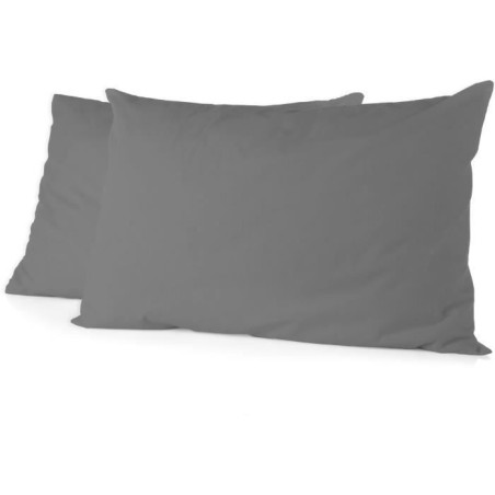 Lot de 2 taies d'oreiller - HOME LINGE PASSION - 50 x 70 cm - Gris ant