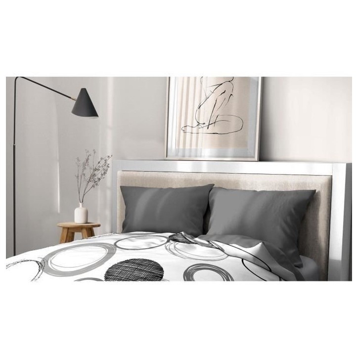 Lot de 2 taies d'oreiller - HOME LINGE PASSION - 50 x 70 cm - Gris anthracite