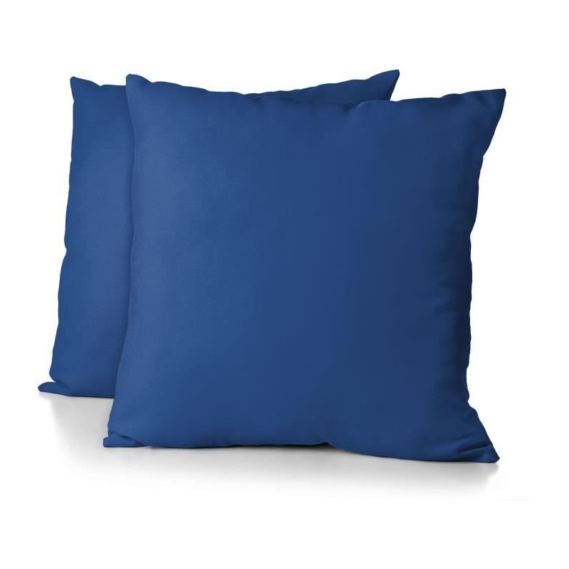 Lot de 2 taies d'oreiller - HOME LINGE PASSION - 63 x 63 cm - Bleu