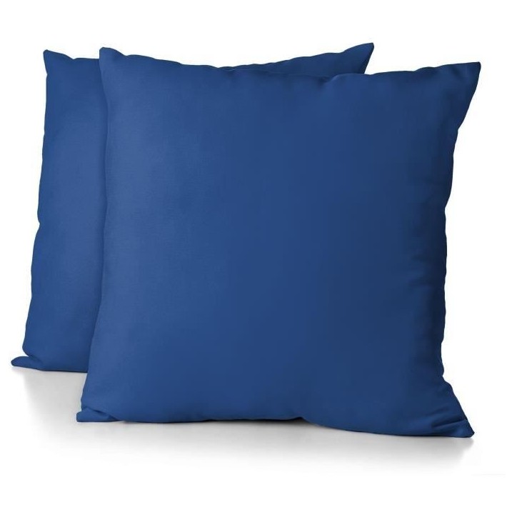 Lot de 2 taies d'oreiller - HOME LINGE PASSION - 63 x 63 cm - Bleu