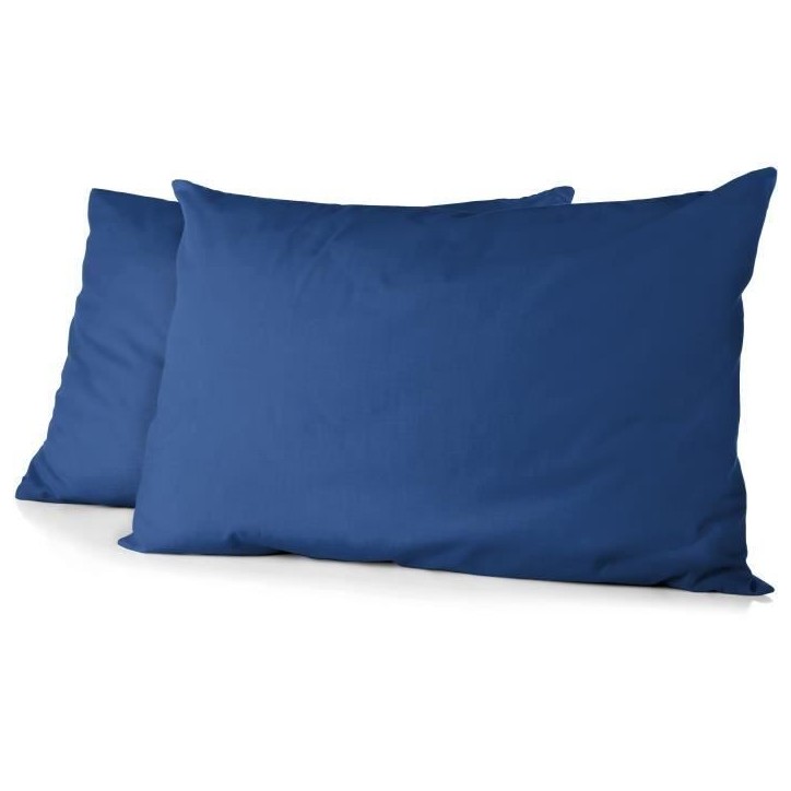 Lot de 2 taies d'oreiller - HOME LINGE PASSION - 50 x 70 cm - Bleu