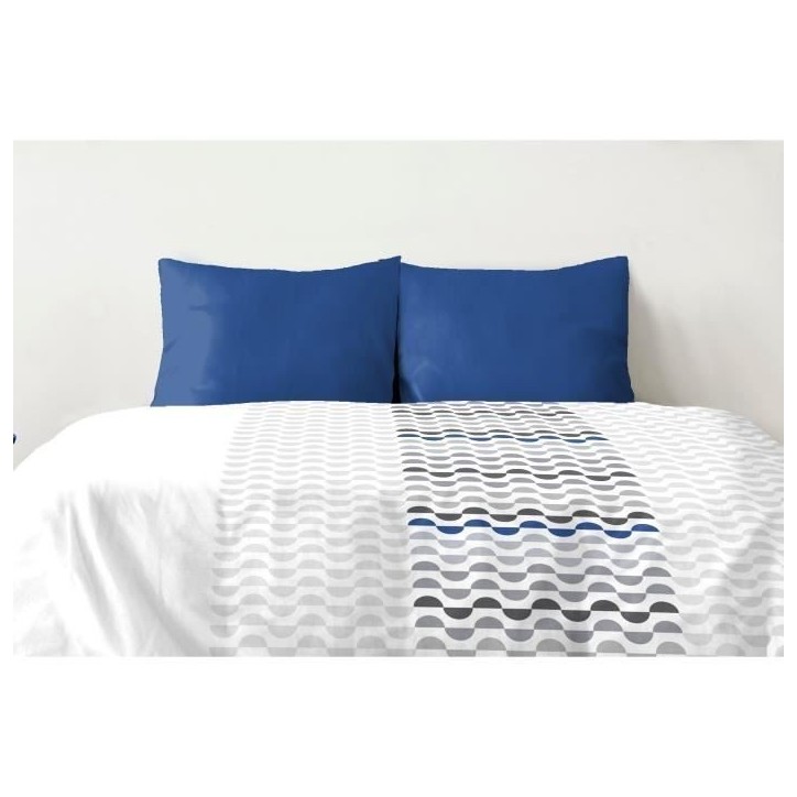 Lot de 2 taies d'oreiller - HOME LINGE PASSION - 50 x 70 cm - Bleu