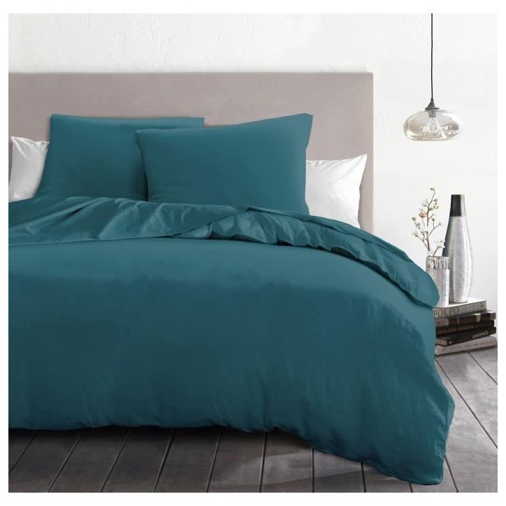 Parure de couette 3 pieces - HOME LINGE PASSION - HP72064 - Microfibre 82 g - 220 x 240 cm - Bleu canard Parure de couette 3 pieces - HOME LINGE PASSION - HP72064 - Microfibre 82 g - 220 x 240 cm - Bleu canard