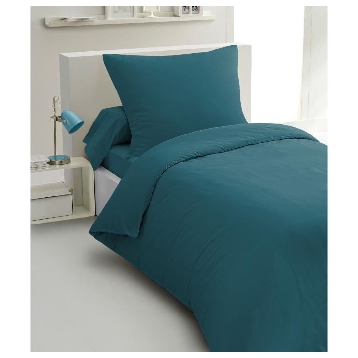 Parure de couette 2 pieces - HOME LINGE PASSION - HP72065 - Microfibre 82 g - 140 x 200 cm - Bleu canard Parure de couette 2 pieces - HOME LINGE PASSION - HP72065 - Microfibre 82 g - 140 x 200 cm - Bleu canard
