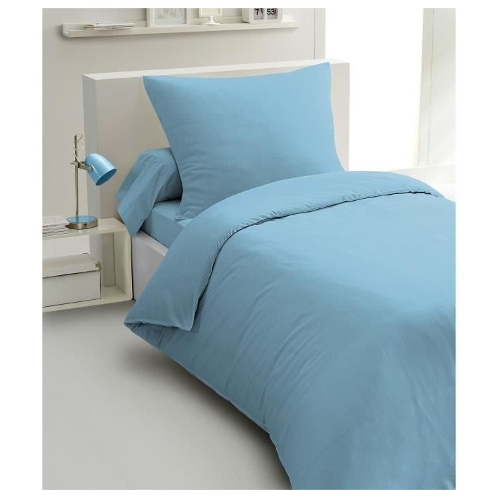 Parure de couette 2 pieces - HOME LINGE PASSION - HP72068 - Microfibre 82 g - 140 x 200 cm - Bleu ciel Parure de couette 2 pieces - HOME LINGE PASSION - HP72068 - Microfibre 82 g - 140 x 200 cm - Bleu ciel