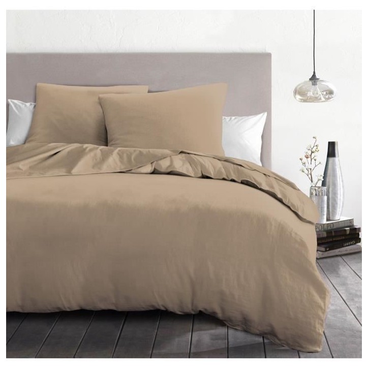 Parure de couette 3 pieces - HOME LINGE PASSION - HP72070 - Microfibre 82 g - 220 x 240 cm - Beige Parure de couette 3 pieces - HOME LINGE PASSION - HP72070 - Microfibre 82 g - 220 x 240 cm - Beige