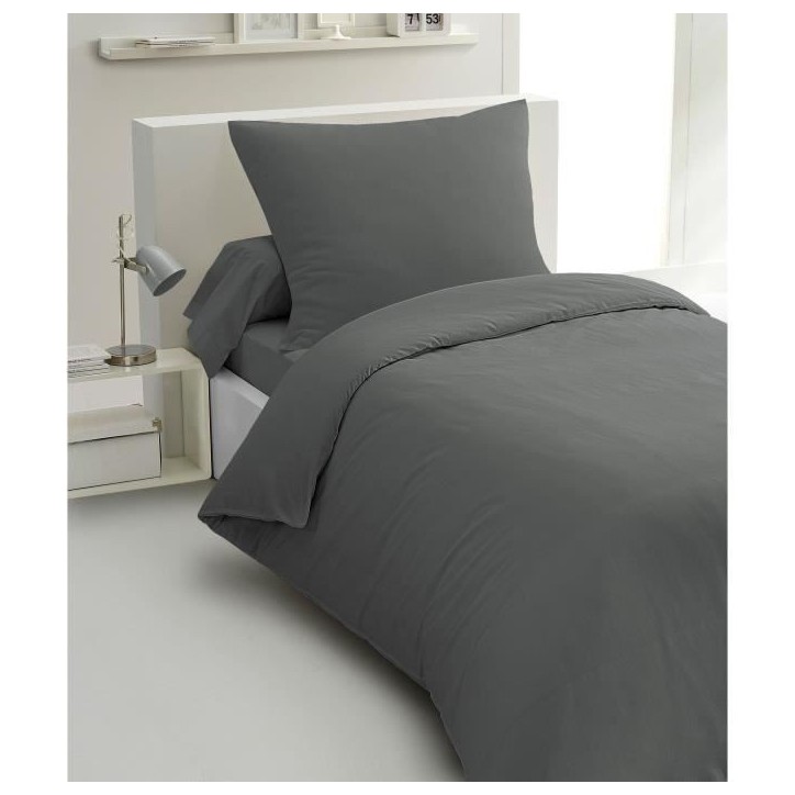 Parure de couette 2 pieces - HOME LINGE PASSION - HP72077 - Microfibre 82 g - 140 x 200 cm - Gris anthracite Parure de couette 2 pieces - HOME LINGE PASSION - HP72077 - Microfibre 82 g - 140 x 200 cm - Gris anthracite