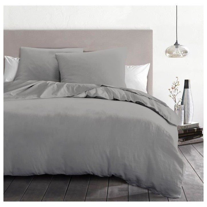 Parure de couette 3 pieces - HOME LINGE PASSION - HP72078 - Microfibre 82 g - 240 x 260 cm - Gris clair Parure de couette 3 pieces - HOME LINGE PASSION - HP72078 - Microfibre 82 g - 240 x 260 cm - Gris clair