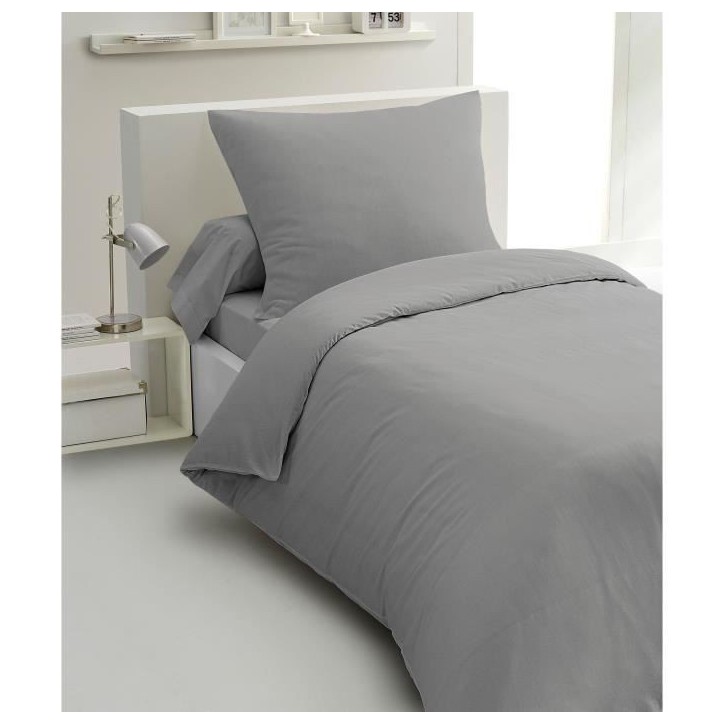 Parure de couette 2 pieces - HOME LINGE PASSION - HP72080 - Microfibre 82 g - 140 x 200 cm - Gris clair Parure de couette 2 pieces - HOME LINGE PASSION - HP72080 - Microfibre 82 g - 140 x 200 cm - Gris clair