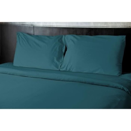 Lot de 2 taies d'oreiller - HOME LINGE PASSION - HP72087 - Microfibre 82 g - 50 x 70 cm - Bleu canard