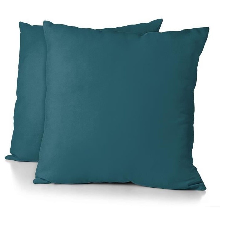 Lot de 2 taies d'oreiller - HOME LINGE PASSION - HP72088 - Microfibre 82 g - 63 x 63 cm - Bleu canard Lot de 2 taies d'oreiller - HOME LINGE PASSION - HP72088 - Microfibre 82 g - 63 x 63 cm - Bleu canard