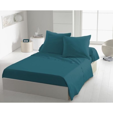 Lot de 2 taies d'oreiller - HOME LINGE PASSION - HP72088 - Microfibre 82 g - 63 x 63 cm - Bleu canard