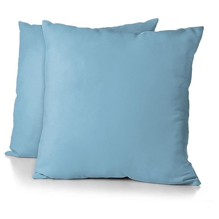 Lot de 2 taies d'oreiller - HOME LINGE PASSION - HP72090 - Microfibre 82 g - 63 x 63 cm - Bleu ciel Lot de 2 taies d'oreiller - HOME LINGE PASSION - HP72090 - Microfibre 82 g - 63 x 63 cm - Bleu ciel